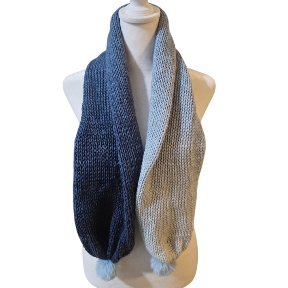 Hand Crafted 13way scarf Crochet Handmade Blue Acrylic Textile Art One-of-a-kind